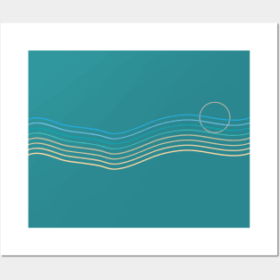 Sunset Sea Lines Posters and Art
